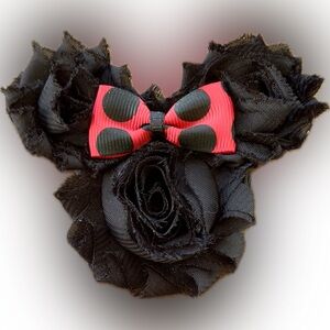 Minnie Mouse Shaggy Bow Hair Clip - Handmade by Me